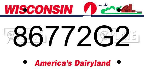 86772G2 Wisconsin License Plate