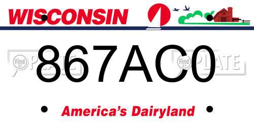 867AC0 Wisconsin License Plate