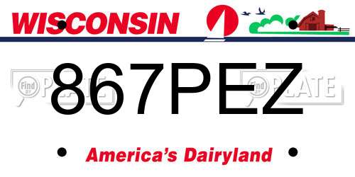 867PEZ Wisconsin License Plate