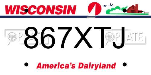 867XTJ Wisconsin License Plate