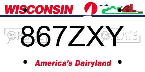 867ZXY Wisconsin License Plate
