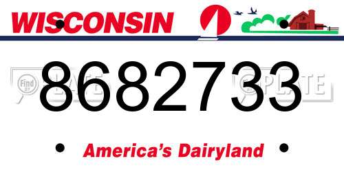 8682733 Wisconsin License Plate