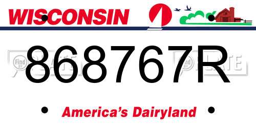 868767R Wisconsin License Plate