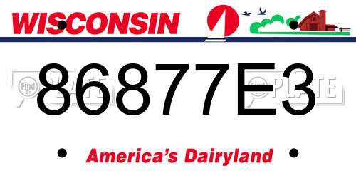 86877E3 Wisconsin License Plate