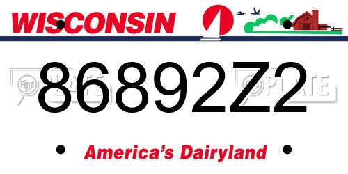 86892Z2 Wisconsin License Plate