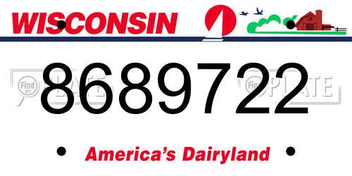 8689722 Wisconsin License Plate
