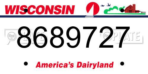 8689727 Wisconsin License Plate