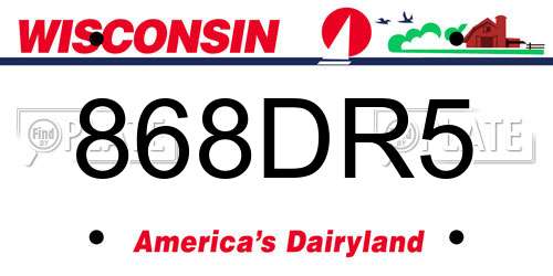 868DR5 Wisconsin License Plate