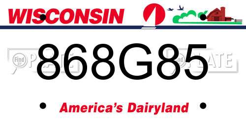 868G85 Wisconsin License Plate