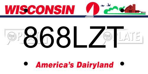 868LZT Wisconsin License Plate