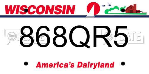 868QR5 Wisconsin License Plate