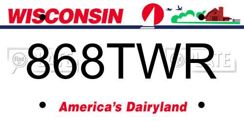 868TWR Wisconsin License Plate