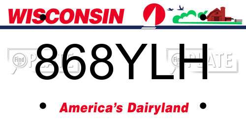 868YLH Wisconsin License Plate