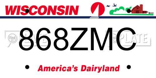 868ZMC Wisconsin License Plate