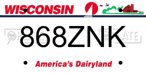 868ZNK Wisconsin License Plate