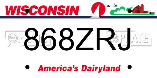 868ZRJ Wisconsin License Plate