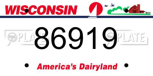 86919 Wisconsin License Plate