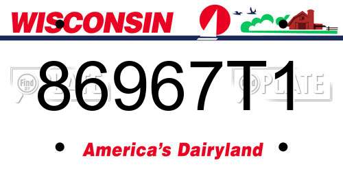 86967T1 Wisconsin License Plate