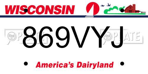 869VYJ Wisconsin License Plate