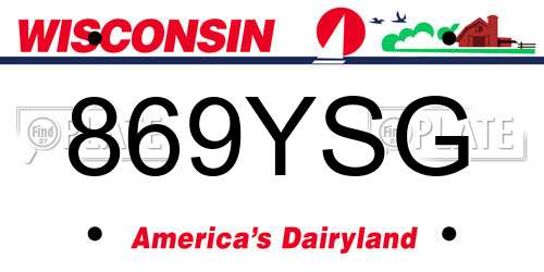 869YSG Wisconsin License Plate