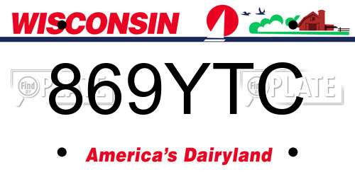 869YTC Wisconsin License Plate