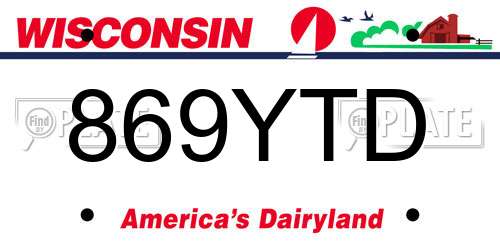 869YTD Wisconsin License Plate