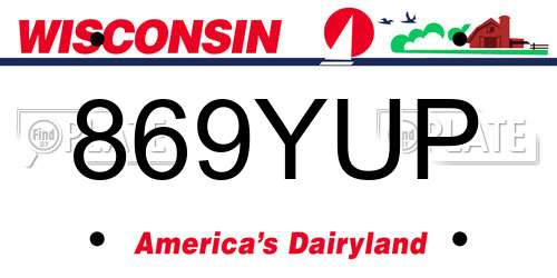 869YUP Wisconsin License Plate
