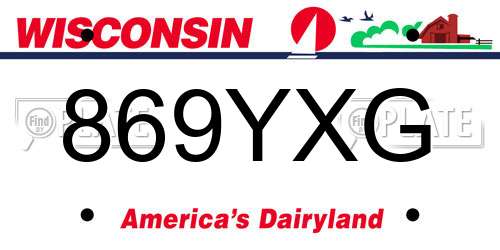869YXG Wisconsin License Plate