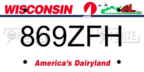 869ZFH Wisconsin License Plate