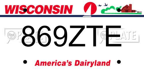 869ZTE Wisconsin License Plate