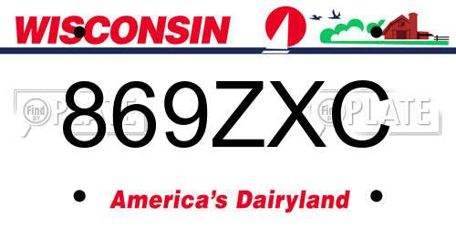 869ZXC Wisconsin License Plate