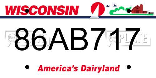 86AB717 Wisconsin License Plate