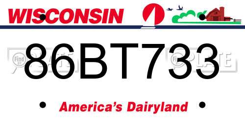 86BT733 Wisconsin License Plate