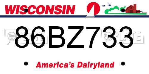 86BZ733 Wisconsin License Plate