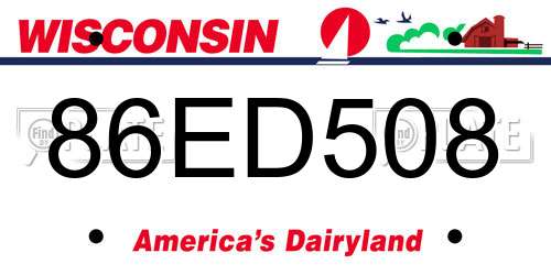 86ED508 Wisconsin License Plate