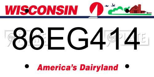 86EG414 Wisconsin License Plate