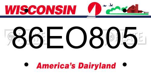 86EO805 Wisconsin License Plate