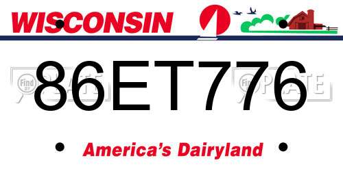 86ET776 Wisconsin License Plate