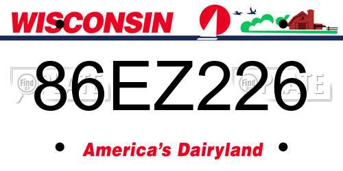 86EZ226 Wisconsin License Plate