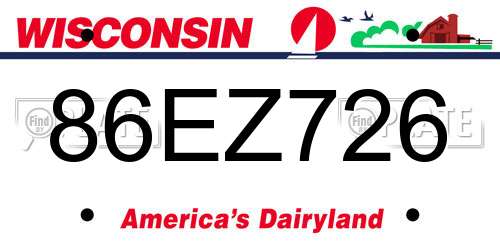 86EZ726 Wisconsin License Plate
