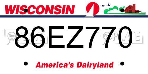 86EZ770 Wisconsin License Plate