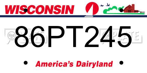 86PT245 Wisconsin License Plate