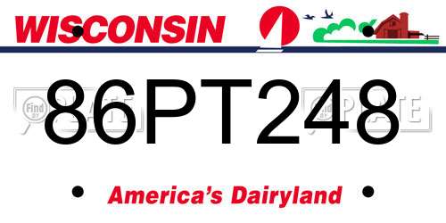 86PT248 Wisconsin License Plate