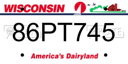 86PT745 Wisconsin License Plate