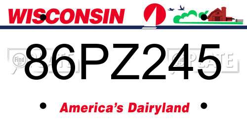 86PZ245 Wisconsin License Plate