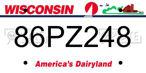 86PZ248 Wisconsin License Plate