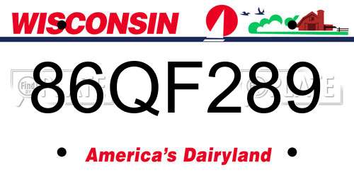86QF289 Wisconsin License Plate