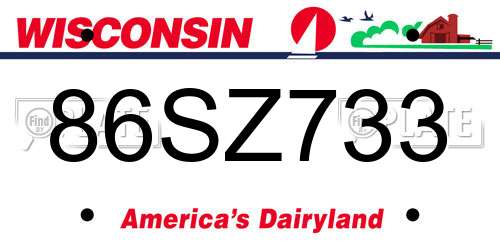 86SZ733 Wisconsin License Plate