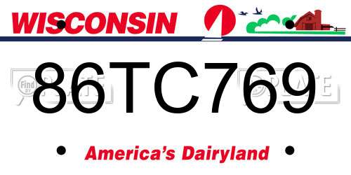 86TC769 Wisconsin License Plate