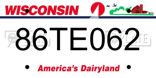 86TE062 Wisconsin License Plate